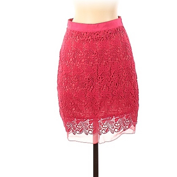 NWT Club Monaco Lace Skirt Giancinta June in Tangerine/Cerise. Size 2 - Picture 7 of 10